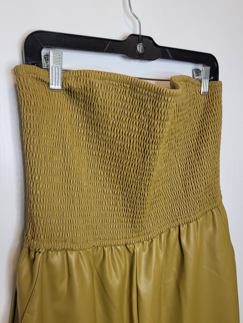 Anthropologie Pilcro Strapless Smocked Wide Leg Jumpsuit L Chartreuse - Picture 4 of 7